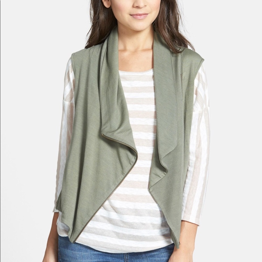 Drapey asymmetrical zip vest