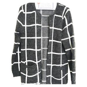 Gray and white knit sweater
