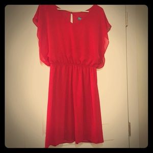 NWT Red Cinched waist Dress & Sexy Slitted Back