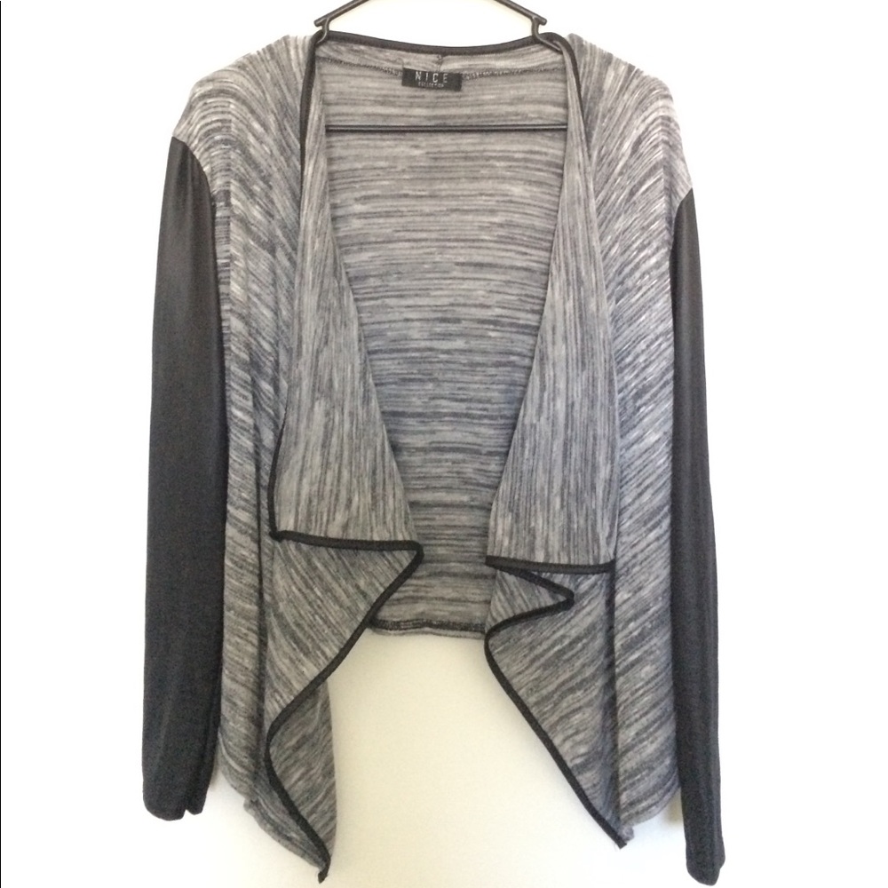 fake leather sleeve cardigan