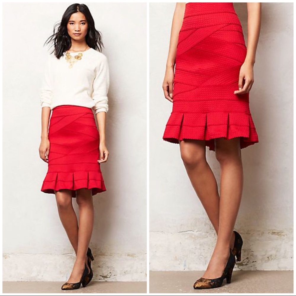 ❤️Anthropologie Flounced Ponte Pencil Skirt❤️ - Picture 1 of 2