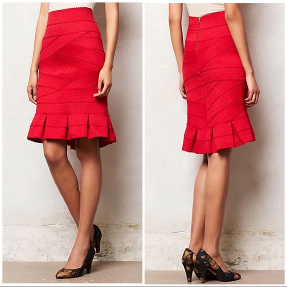 ❤️Anthropologie Flounced Ponte Pencil Skirt❤️ - Picture 2 of 2