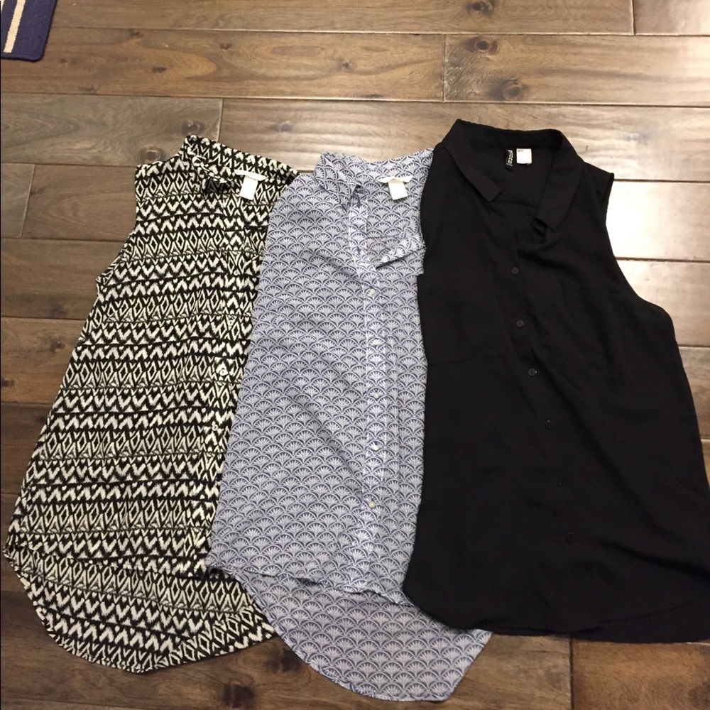 Set of 3 H&M Sleeveless Button-front Shirts