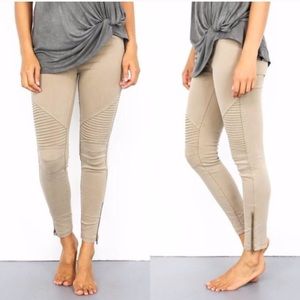 Tan moto legging