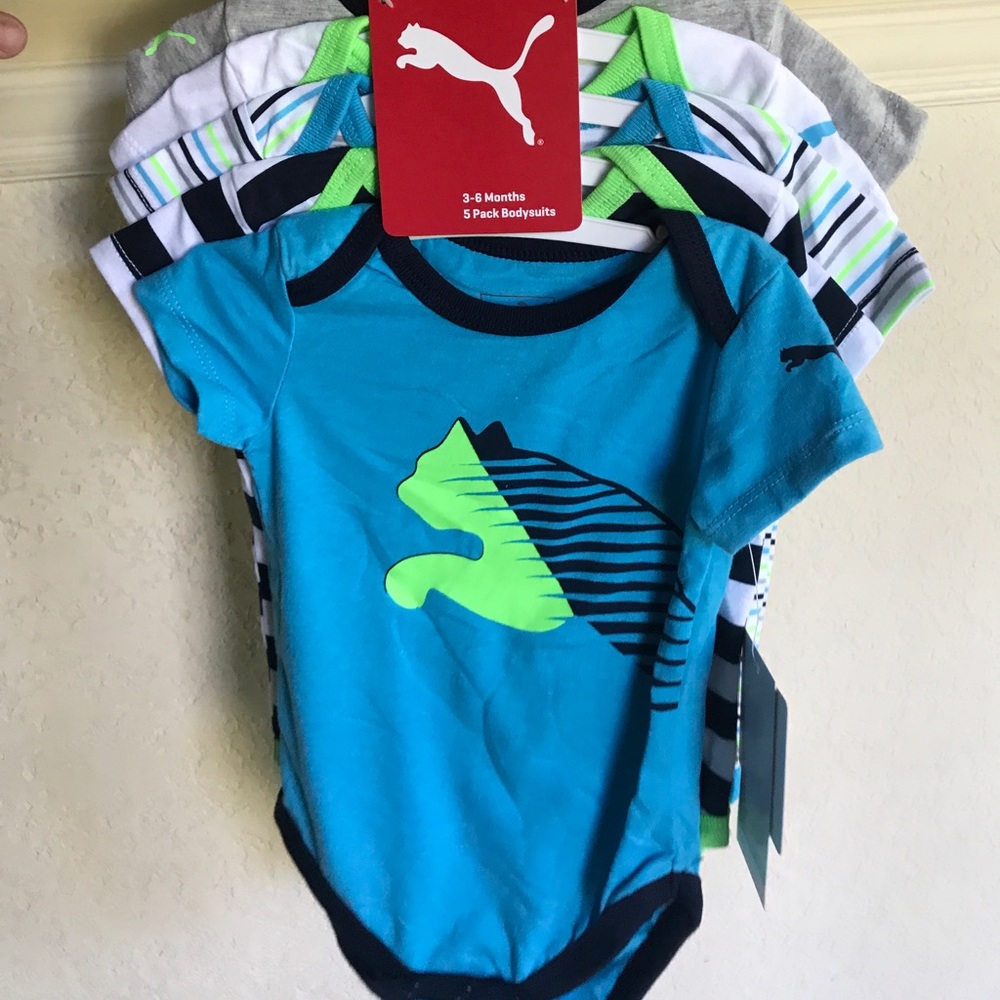 Puma 3-6 month 5 pack bodysuits NWT