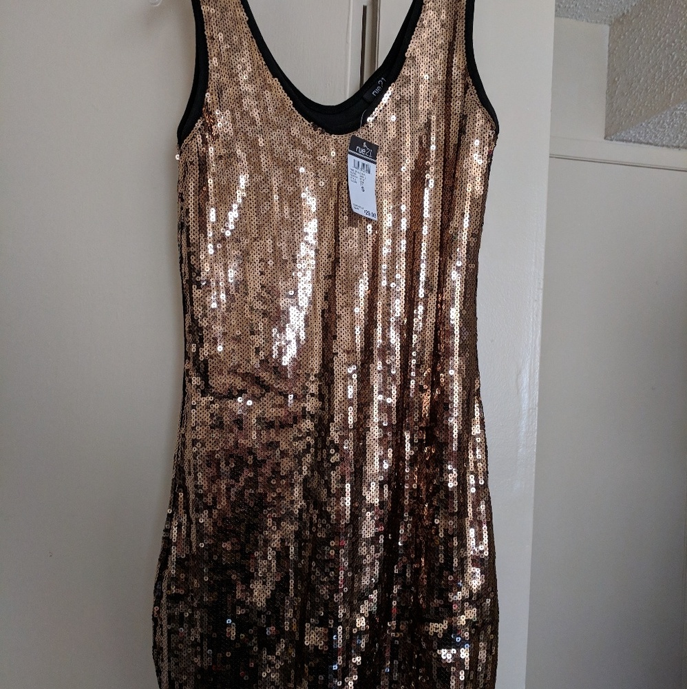Gold sequin dress