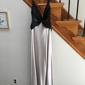 Black and cream backless floor length dress!
