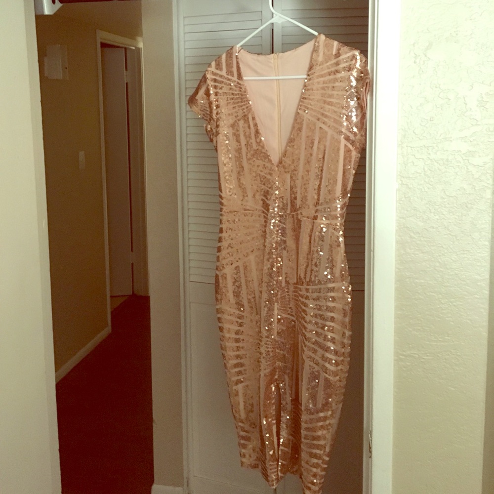 Rose gold sequin party dress