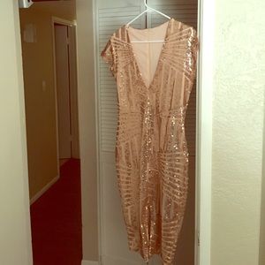 Rose gold sequin party dress