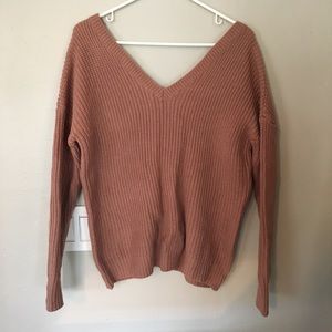 Mauve lace up sweater