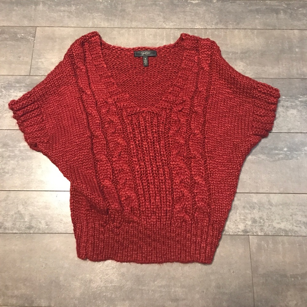 Jessica Simpson cable knit short sleeve sweater