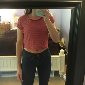 Red and white striped crop top