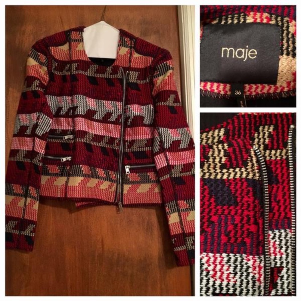 NWOT Maje Woven Jacquard Jacket
