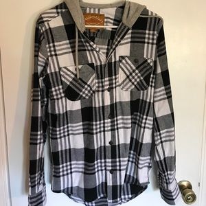 Flannel long sleeve with hood