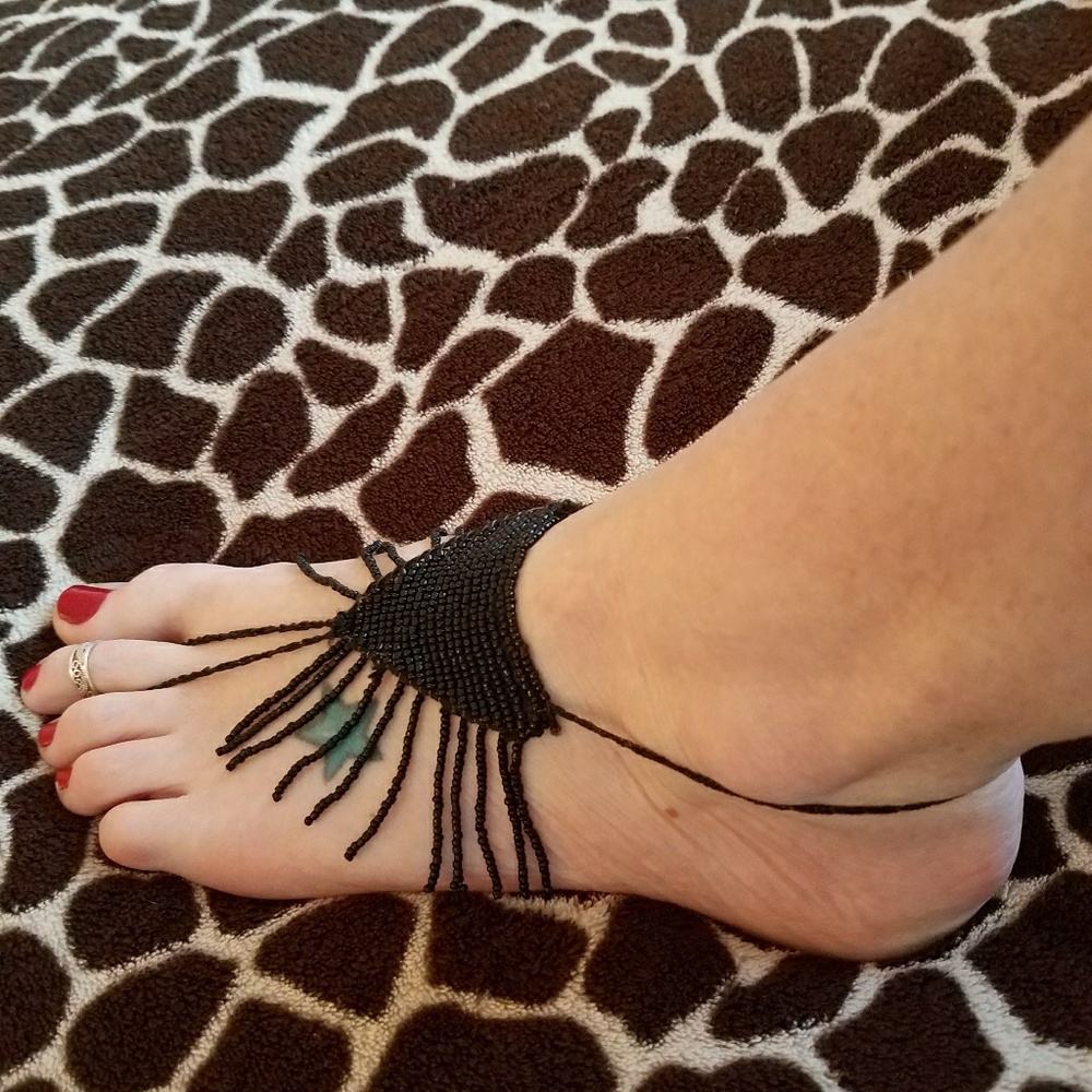 Black beaded Foot Jewelry