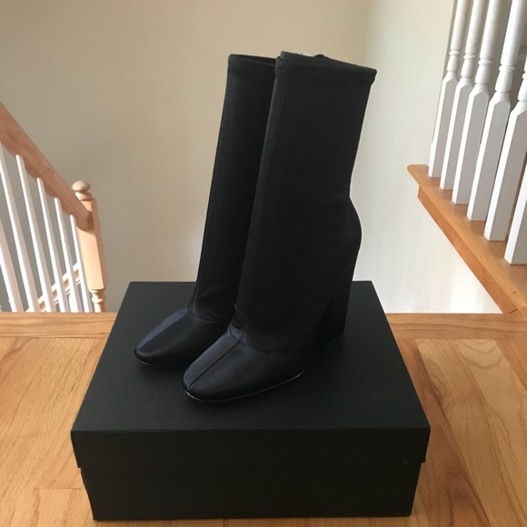 Kendall & Kylie Shoes - Black satin booties 6.5