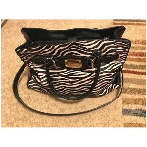 Zebra print pony hair handbag