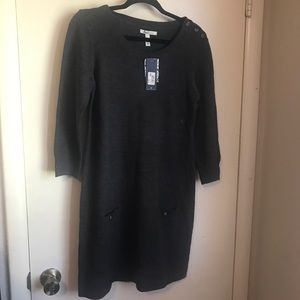 Bass & Co Size Small Gray Sweater Dress W pockets