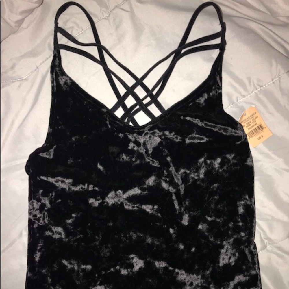 Black velvet tank top