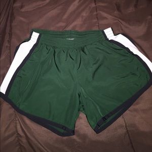 green athletic shorts