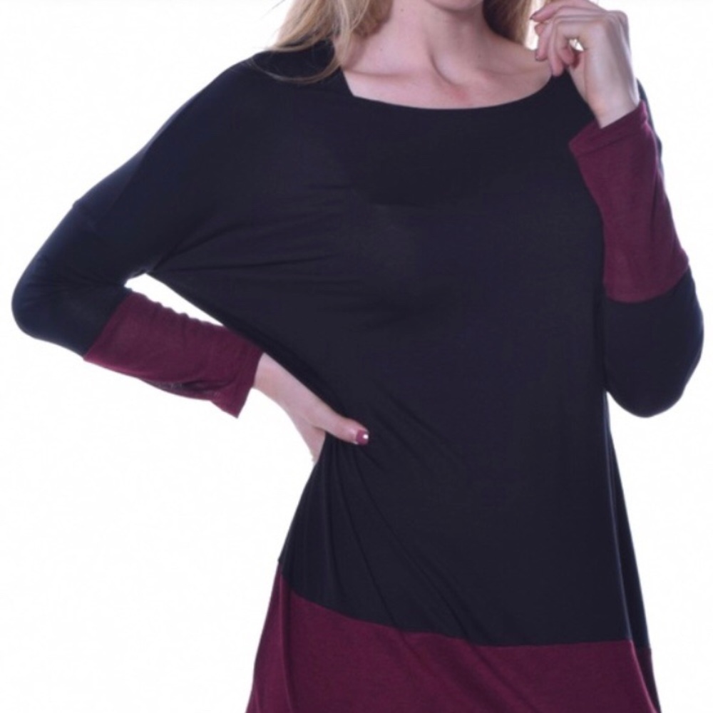 🆕🇺🇸Two Tone (Black & Burgundy) Tunic
