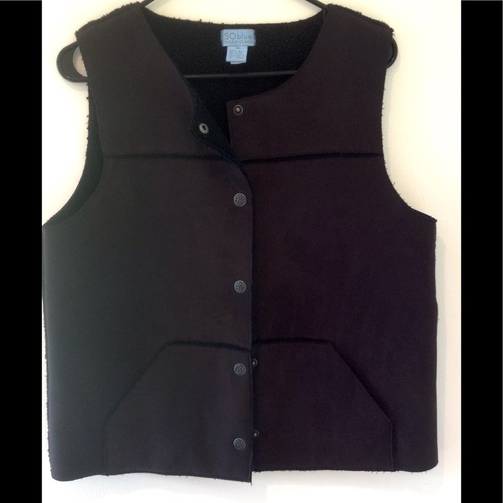 Sigrid Olsen black faux shearling vest - size M