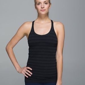 Lululemon ebb to street tank black stripes