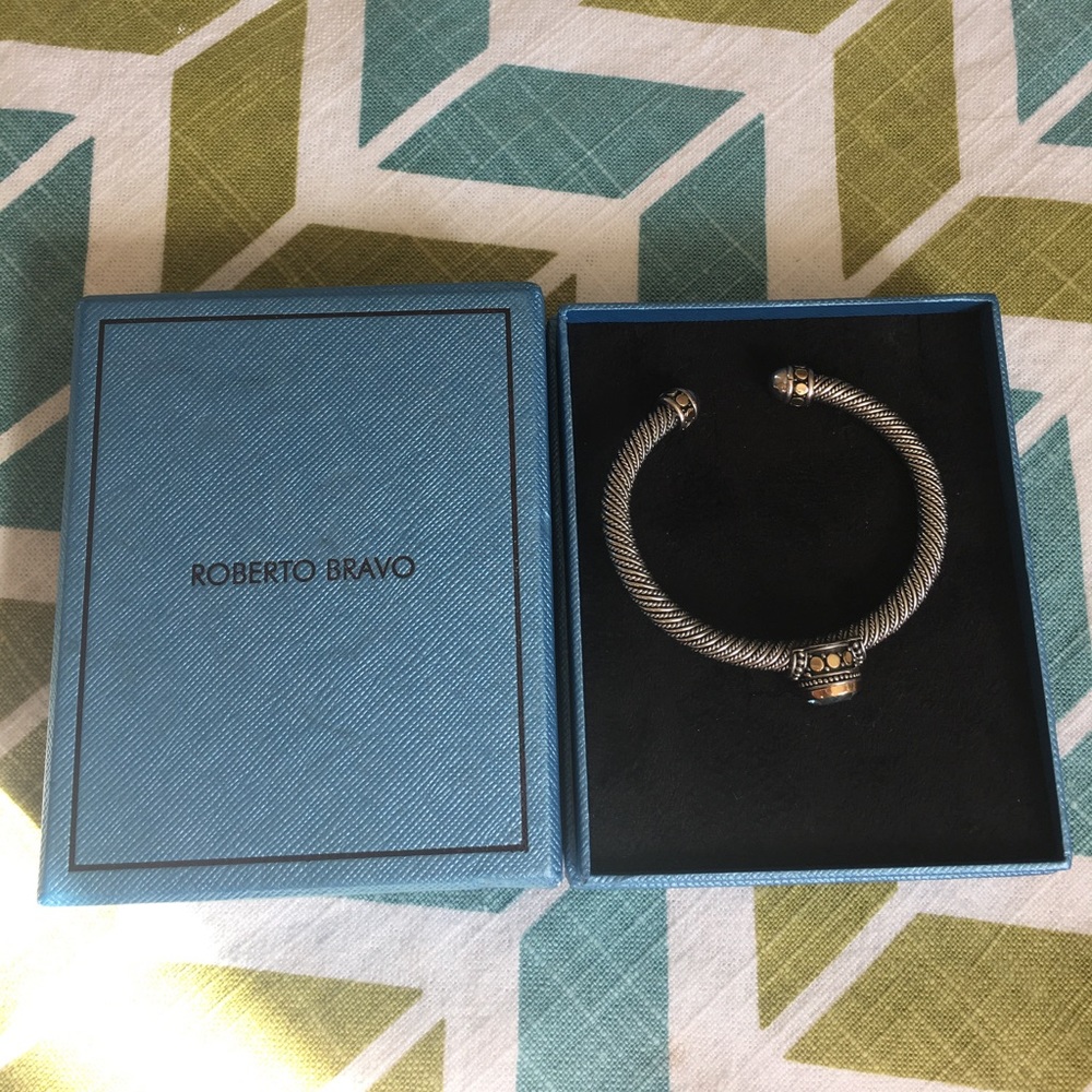 Sterling silver with14k gold bangle