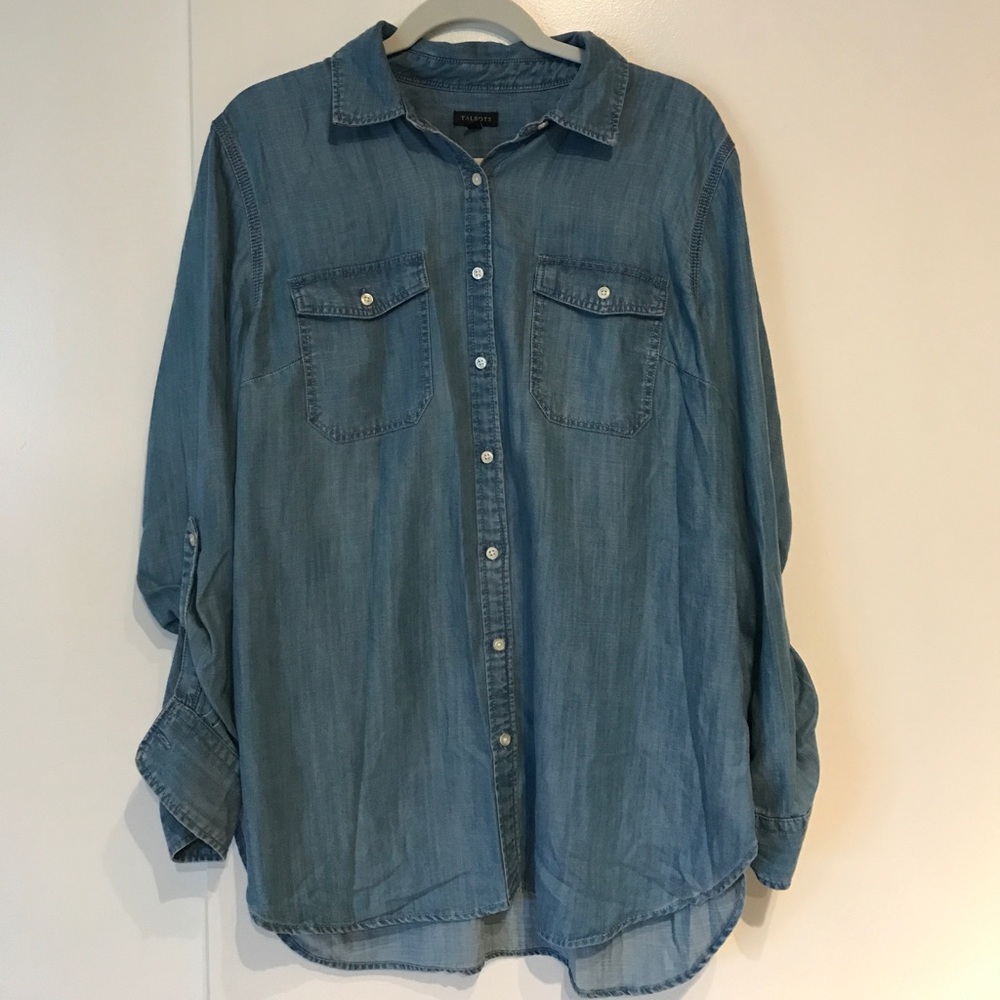 Chambray Button Up Shirt (Size XL) NEW!