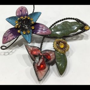 Multicolor Large Enamel Flower Brooch