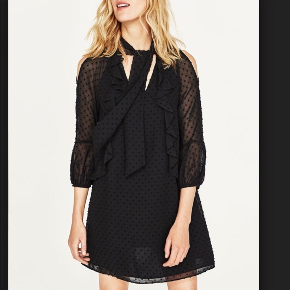 Zara Collection  Black chiffon dress