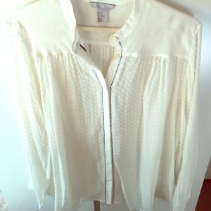 Ivory silk Swiss dot long sleeve h&m blouse