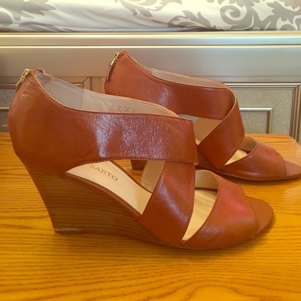 Franco Sarto Cognac Wedges, Size 11