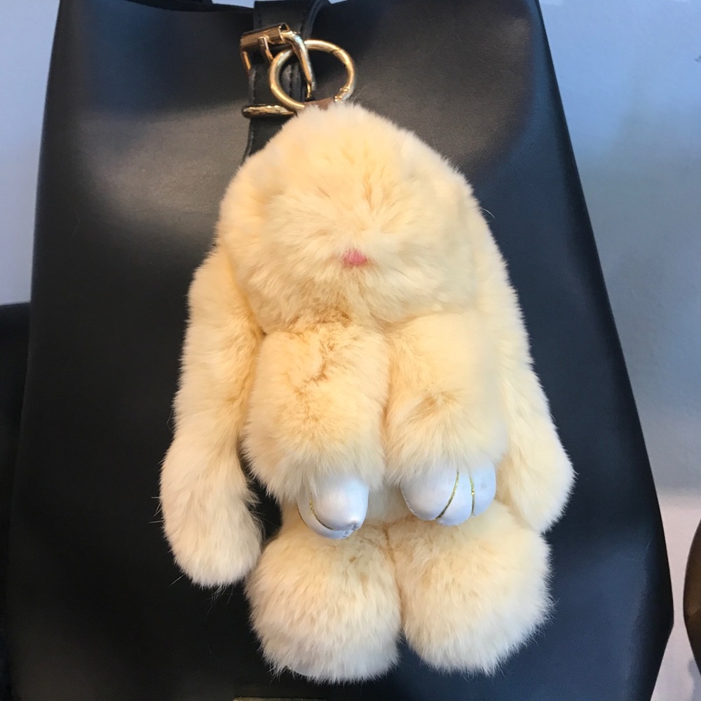 Bunny charm keychain. Real fur bunny bag charm.