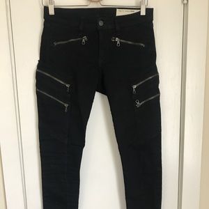 Rag & Bone Size 26 Moto Zip Black Skinny Jean