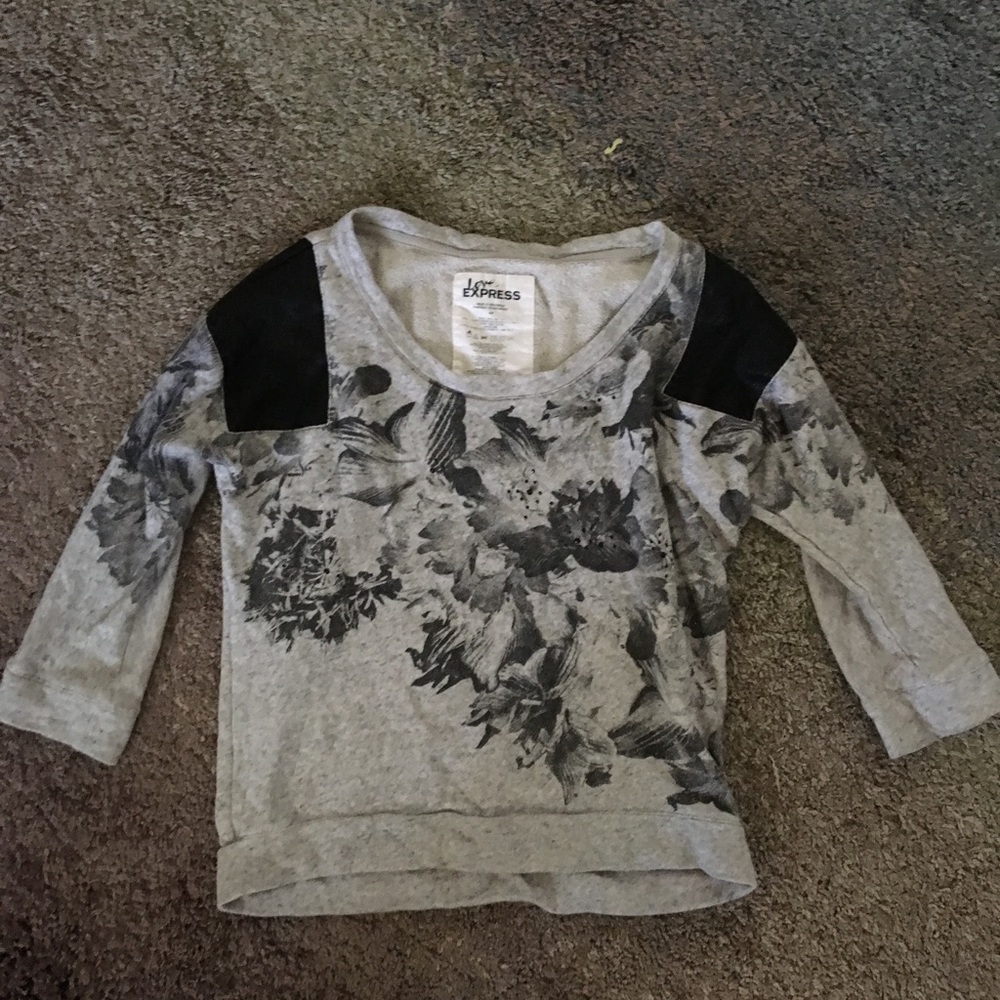 Express Grey and black floral print sweatshirt