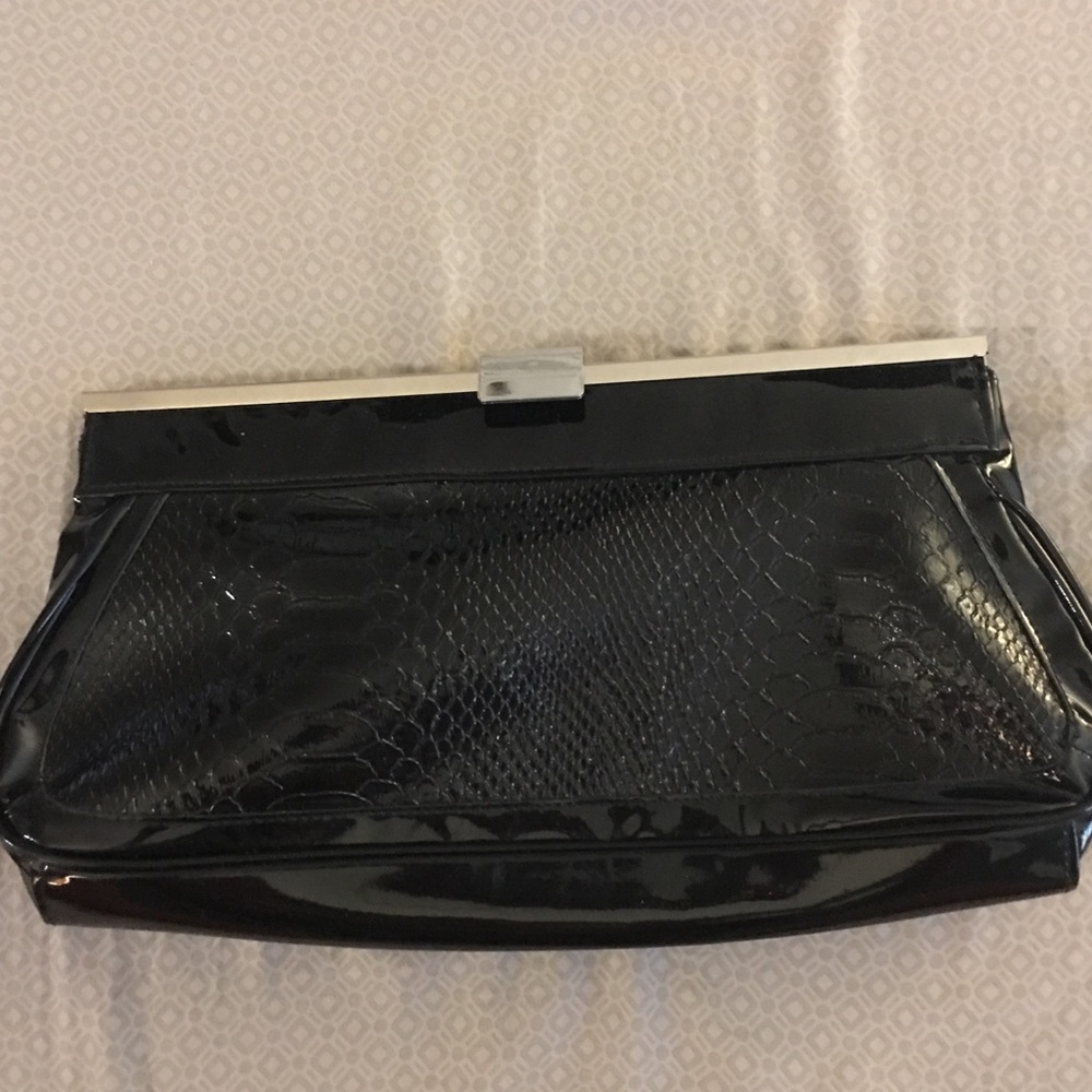 Black Patent Leather Snake 🐍 Skin Clutch