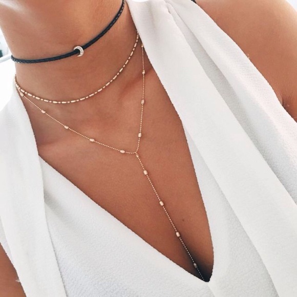 Moon Choker Triple Layer Lariat Drop Necklace💫 - Picture 2 of 2