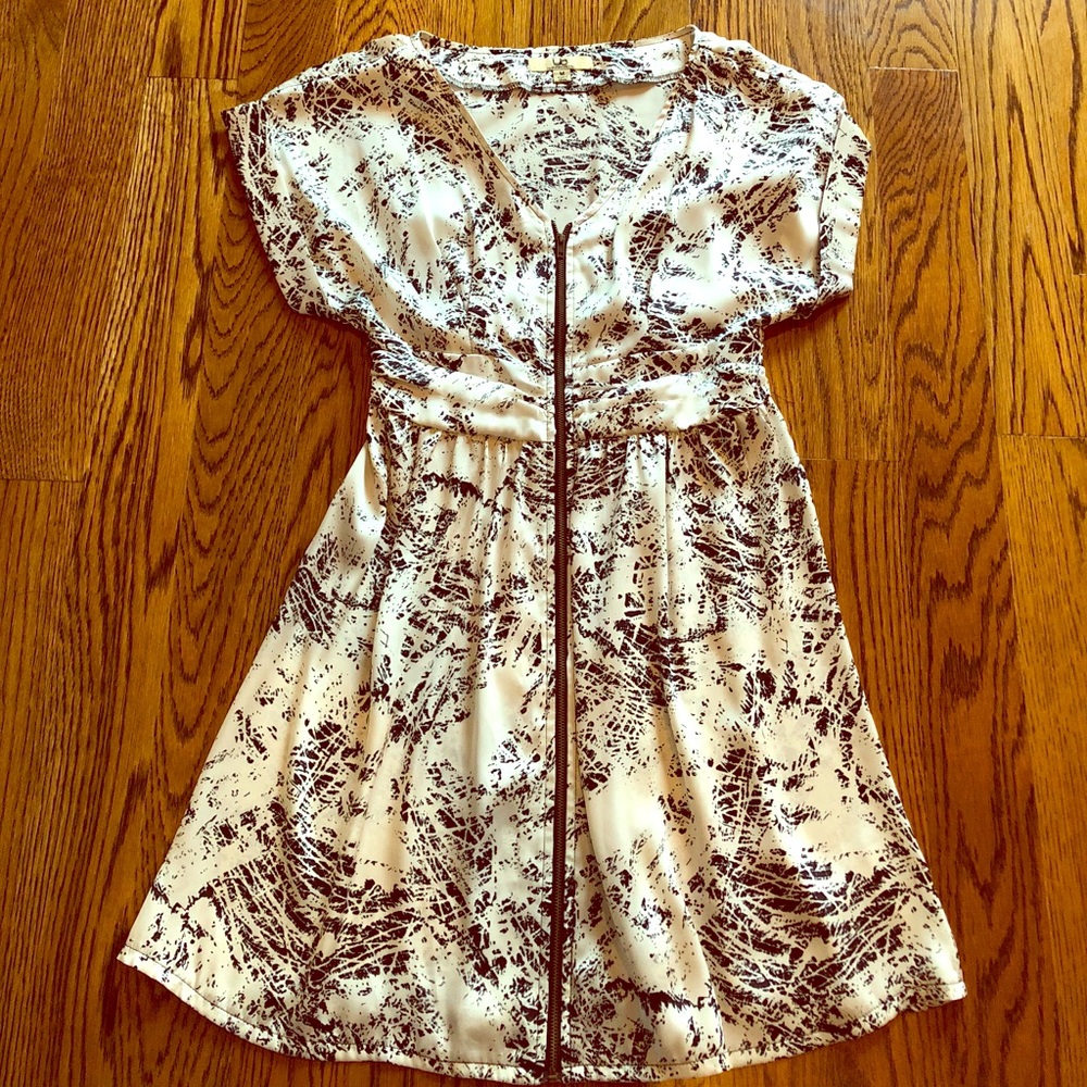 Black and white silk dress