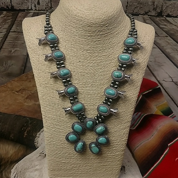  Turquoise Squash Blossom Necklace - Picture 4 of 4