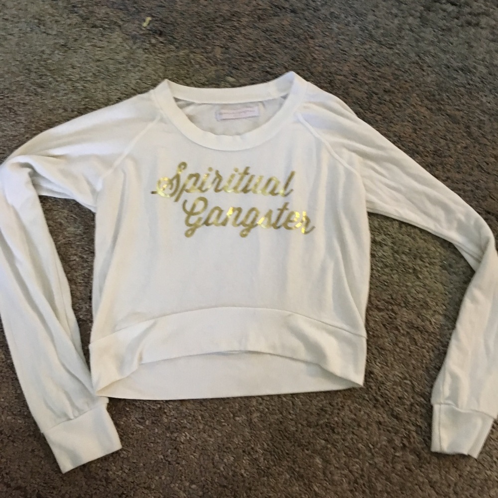 White and Gold Spiritual Gangster sweatshirt M