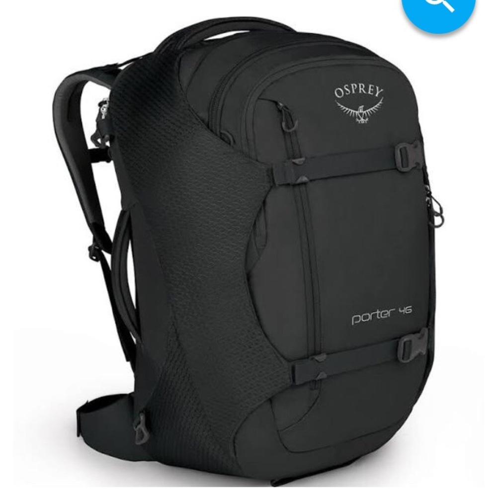 Osprey Porter 46 Black Carry On Travel Backpack