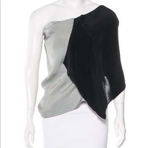 3.1 PHILLIP LIM- Navy/ Black Silk Pinstripe Top