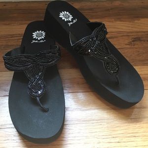 Yellow Box black beaded sandals