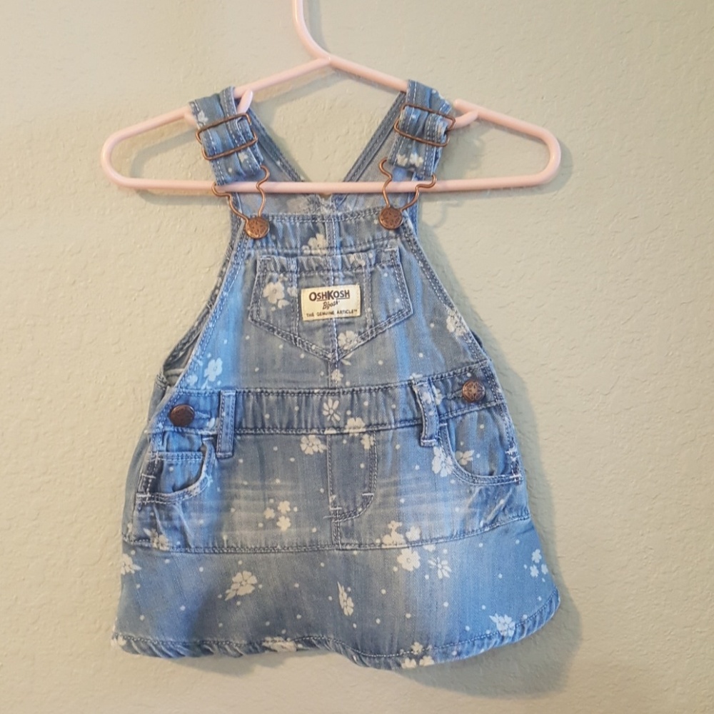 Osh Kosh Denim Skirt Overalls with Floral Detail