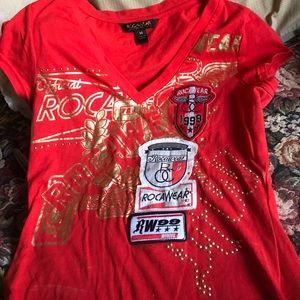 Like new worm once T shirt with Golden accents