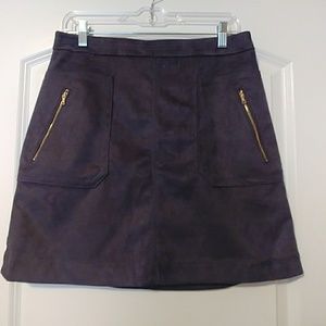 Faux suede zip pocket skirt
