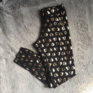 NWOT Gold Heart Leggings