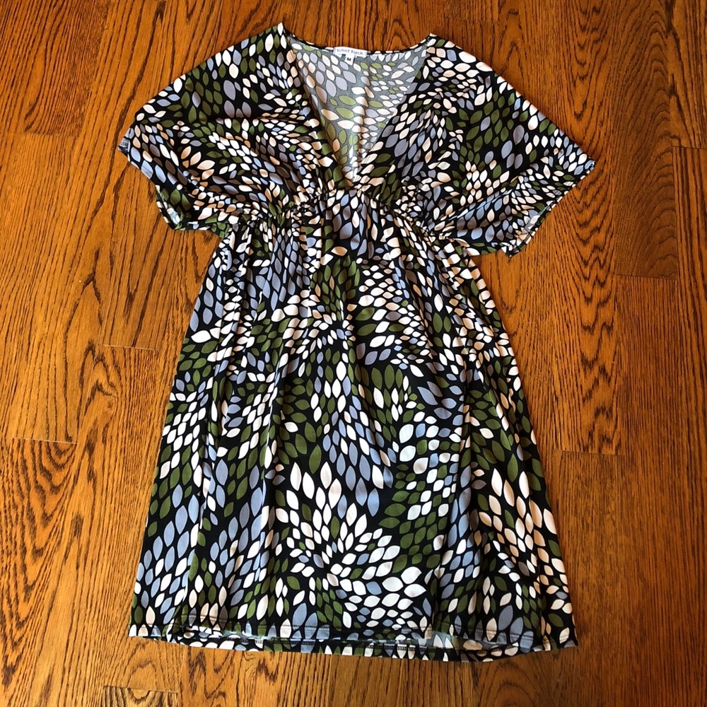 Multi colored, Short sleeve, V-neck dress