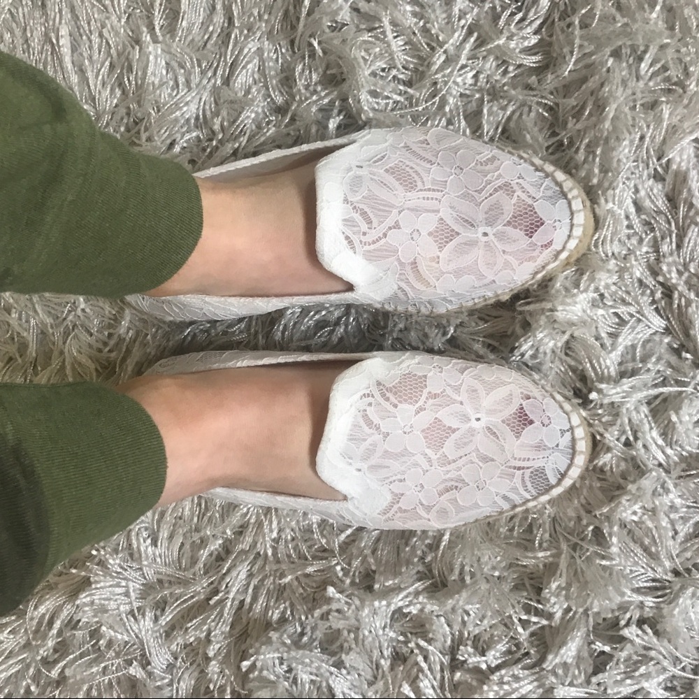 Manebi white lace platform espadrille size 38